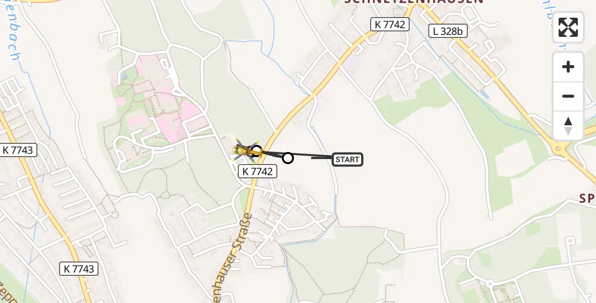 Flugroute Rettungshubschrauber Friedrichshafen - Friedrichshafen Hospital Hubschrauberlandeplatz, 19 August 2026, 14:59