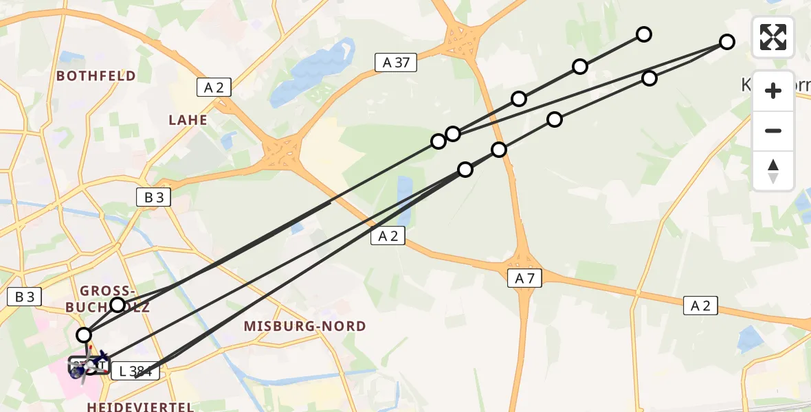 Flugroute Polizeihubschrauber Hannover Luftrettung Hubschrauberlandeplatz (Christoph 4) - Hannover Luftrettung Hubschrauberlandeplatz (Christoph 4), 19 August 2026, 16:08