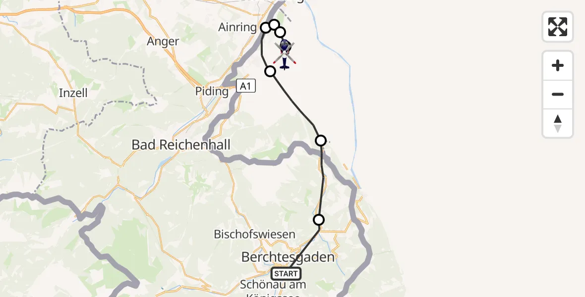 Flugroute Polizeihubschrauber Berchtesgaden - Salzburg Airport, 19 August 2026, 16:26