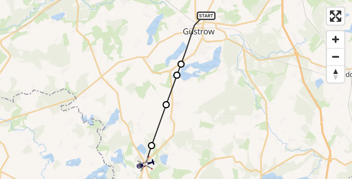 Flugroute Polizeihubschrauber Güstrow - Lohmen, 19 August 2026, 16:47