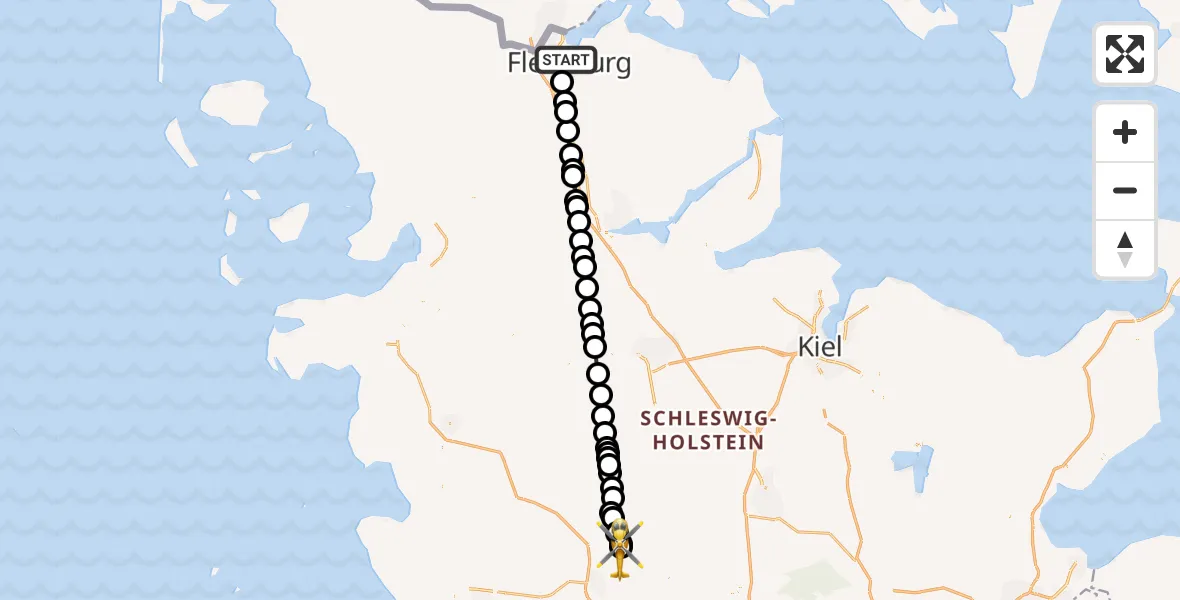 Flugroute Rettungshubschrauber Flensburg - Itzehoe Hungriger Wolf Flugplatz, 19 August 2026, 16:55