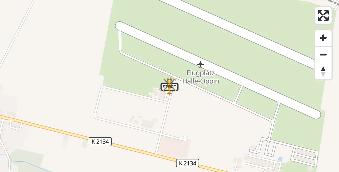 Flugroute Rettungshubschrauber Halle-Oppin Flugplatz - Halle-Oppin Flugplatz, 19 August 2026, 16:56