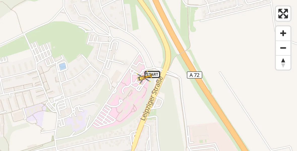 Flugroute Rettungshubschrauber Sana Hospital Borna - Sana Hospital Borna, 19 August 2026, 17:05