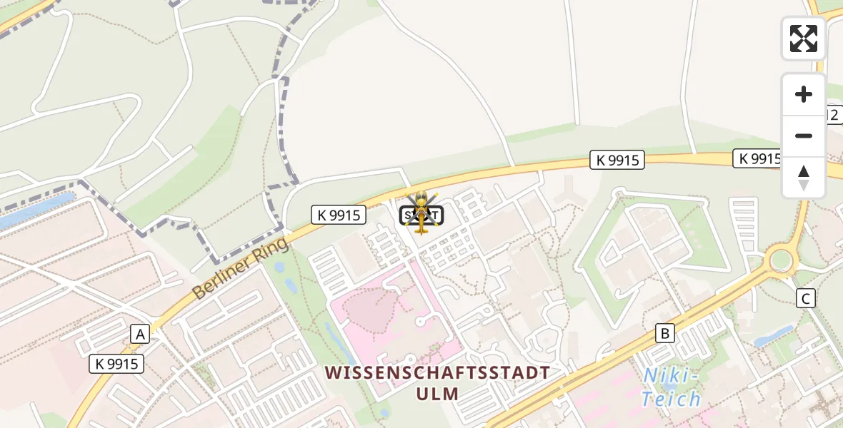 Flugroute Rettungshubschrauber Ulm Military Hospital Emergency - ADAC Air Rescue Station Ulm (Christoph 22), 19 August 2026, 17:56