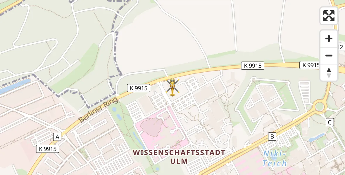 Flugroute Rettungshubschrauber Ulm Military Hospital Emergency - Ulm Military Hospital Emergency, 19 August 2026, 17:59