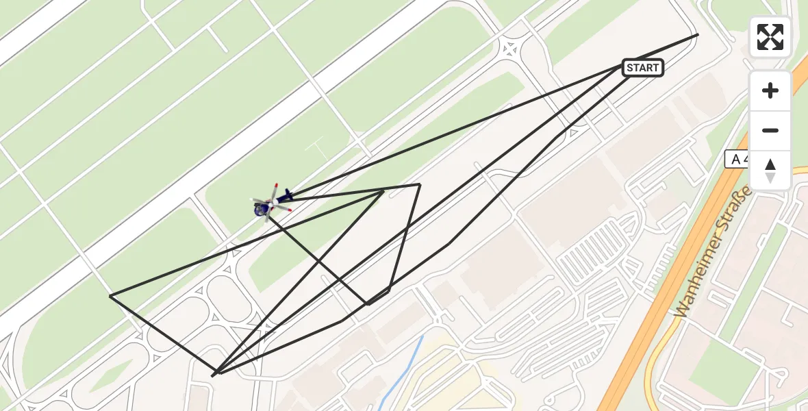 Flugroute Polizeihubschrauber Düsseldorf Flughafen - Düsseldorf Flughafen, 19 August 2026, 20:59