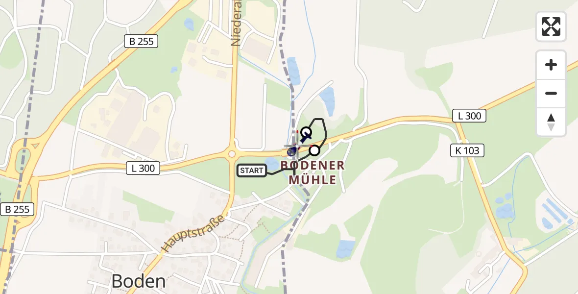 Flugroute Polizeihubschrauber Boden - Boden, 19 August 2026, 22:03