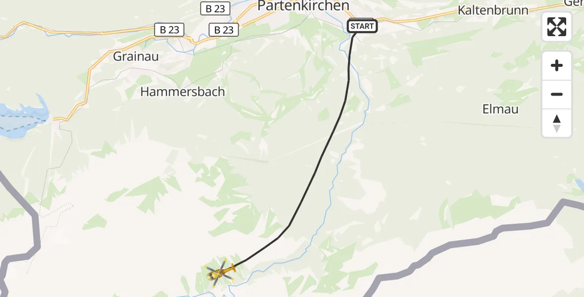 Flugroute Rettungshubschrauber Garmisch-Partenkirchen - Garmisch-Partenkirchen, 20 August 2026, 02:49
