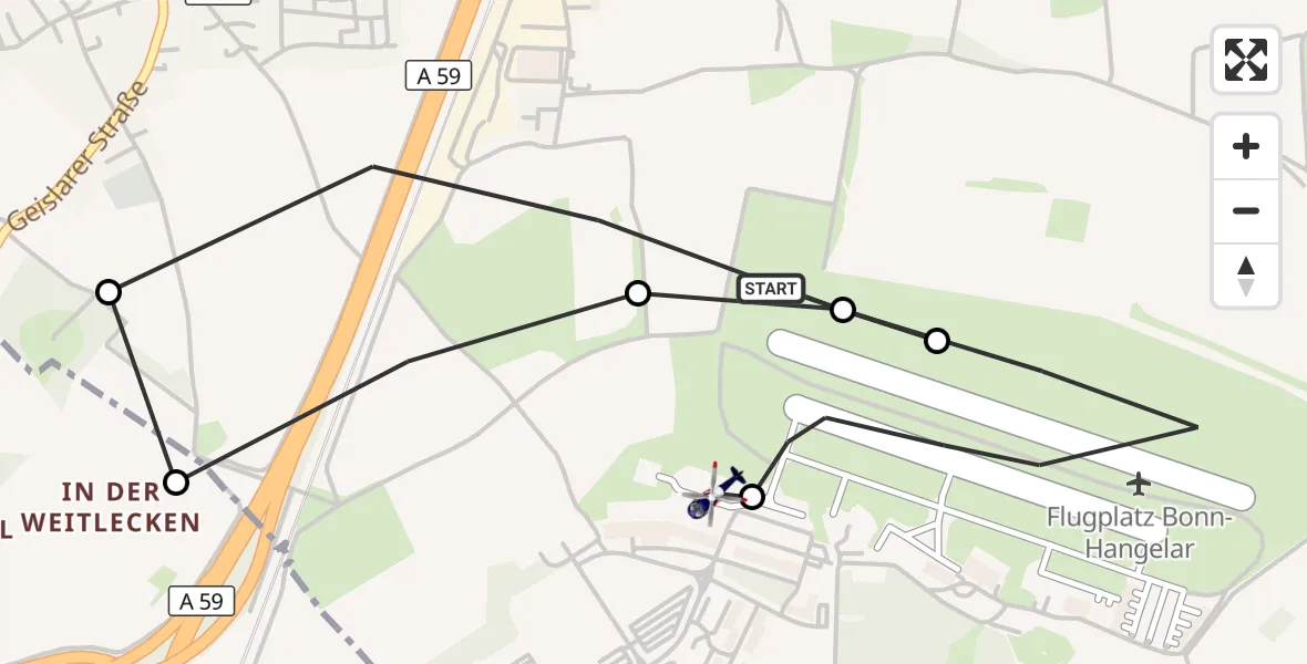 Flugroute Polizeihubschrauber Sankt Augustin - Sankt Augustin, 20 August 2026, 06:50