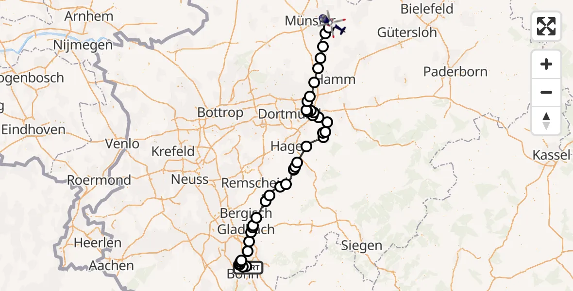 Flugroute Polizeihubschrauber Sankt Augustin - Telgte, 20 August 2026, 08:09