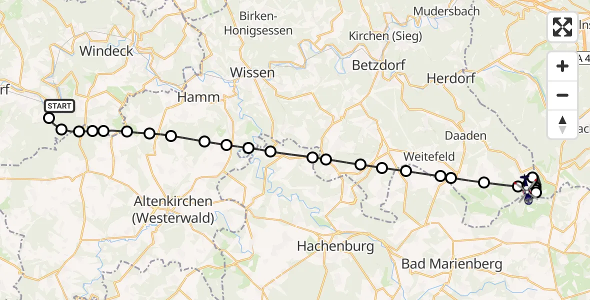 Flugroute Polizeihubschrauber Windeck - Emmerzhausen, 20 August 2026, 08:28