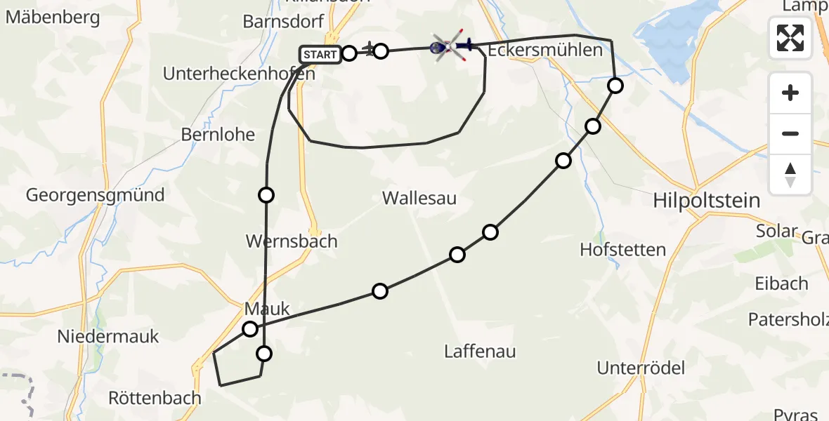 Flugroute Polizeihubschrauber Roth - Roth, 20 August 2026, 08:31