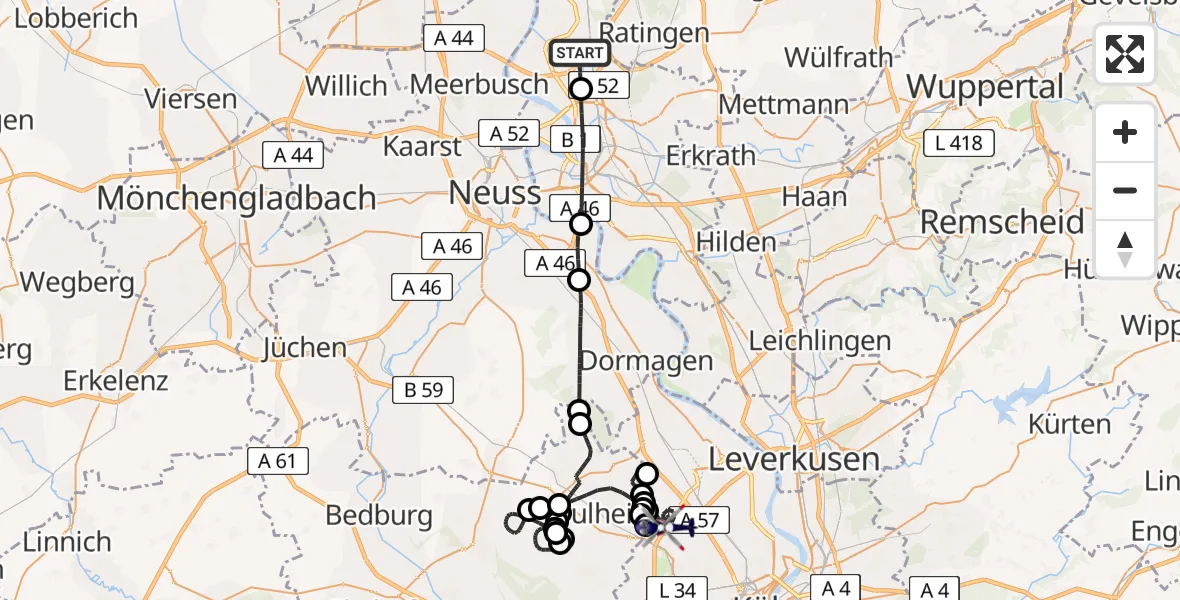 Flugroute Polizeihubschrauber Düsseldorf Flughafen - Köln, 20 August 2026, 08:39