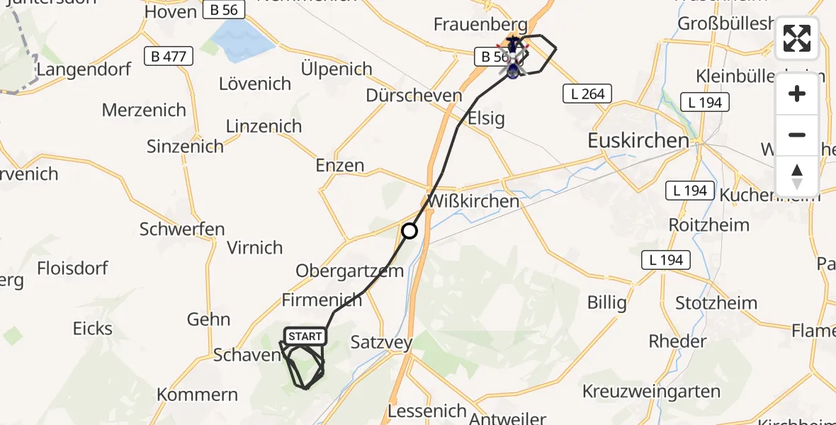 Flugroute Polizeihubschrauber Mechernich - Euskirchen, 20 August 2026, 08:58