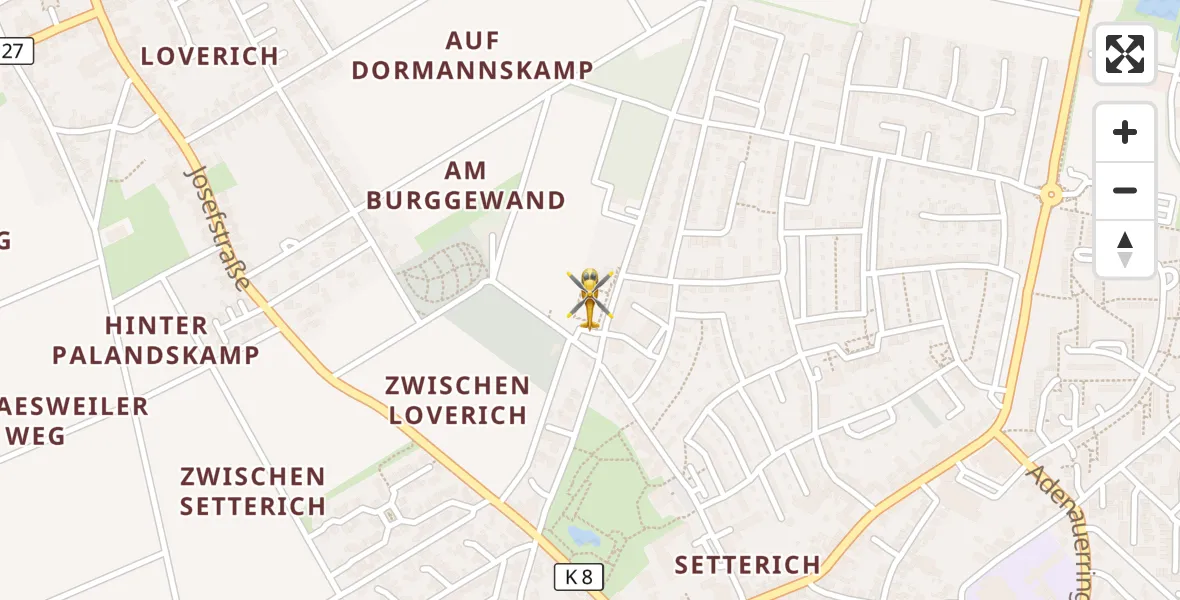 Flugroute Rettungshubschrauber Baesweiler - Baesweiler, 20 August 2026, 09:22