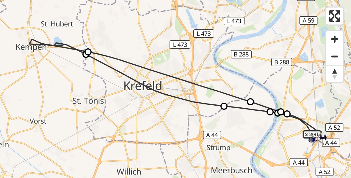 Flugroute Polizeihubschrauber Düsseldorf Flughafen - Düsseldorf Flughafen, 20 August 2026, 09:29