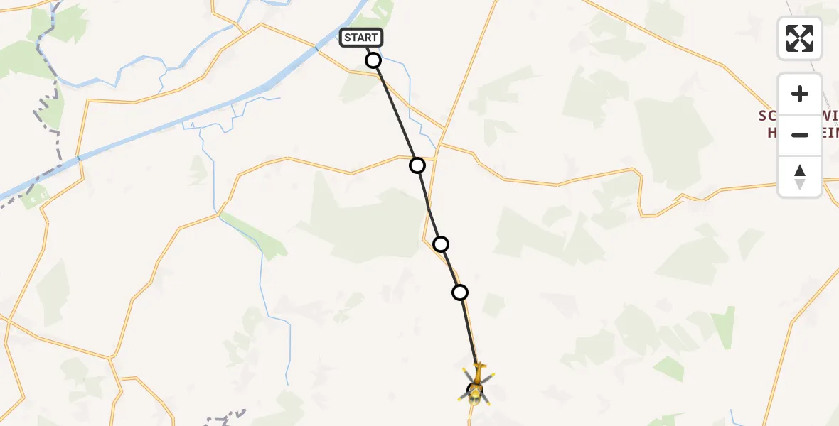 Flugroute Ambulanzhubschrauber Hörsten - Hohenwestedt, 20 August 2026, 09:43