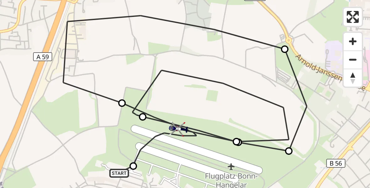Flugroute Polizeihubschrauber Sankt Augustin - Bonn-Hangelar Flugplatz, 20 August 2026, 09:53