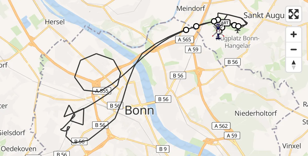 Flugroute Polizeihubschrauber Sankt Augustin - Sankt Augustin, 20 August 2026, 10:04