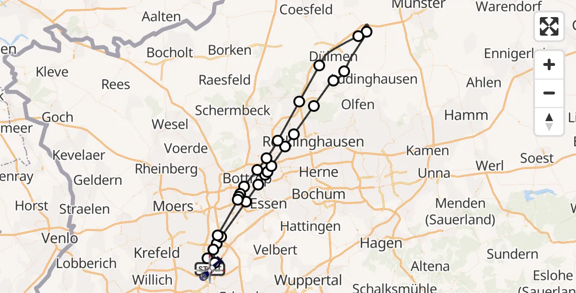 Flugroute Polizeihubschrauber Düsseldorf Flughafen - Düsseldorf Flughafen, 20 August 2026, 10:08