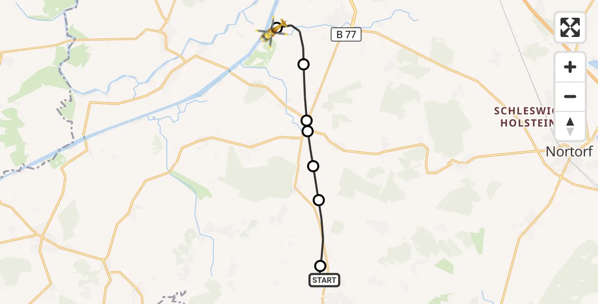 Flugroute Ambulanzhubschrauber Hohenwestedt - Schülp b.Rendsburg, 20 August 2026, 10:27