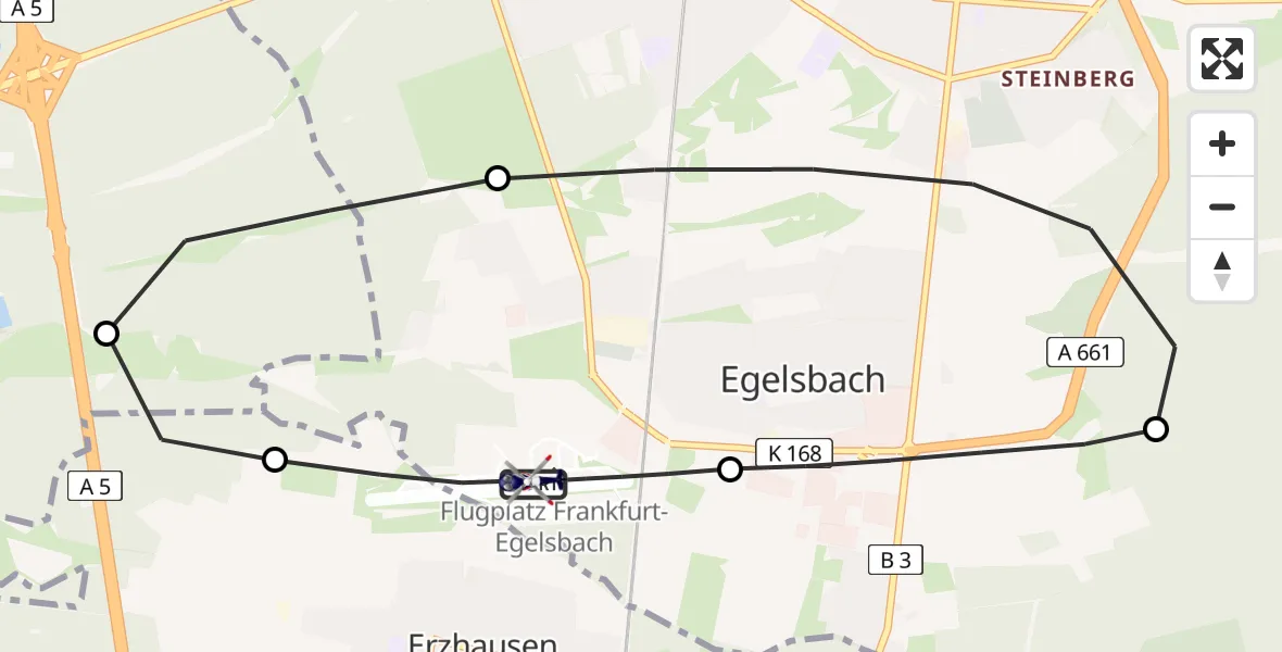 Flugroute Polizeihubschrauber Flughafen Frankfurt-Egelsbach - Flughafen Frankfurt-Egelsbach, 20 August 2026, 10:43