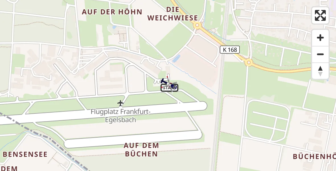 Flugroute Polizeihubschrauber Flughafen Frankfurt-Egelsbach - Flughafen Frankfurt-Egelsbach, 20 August 2026, 10:55