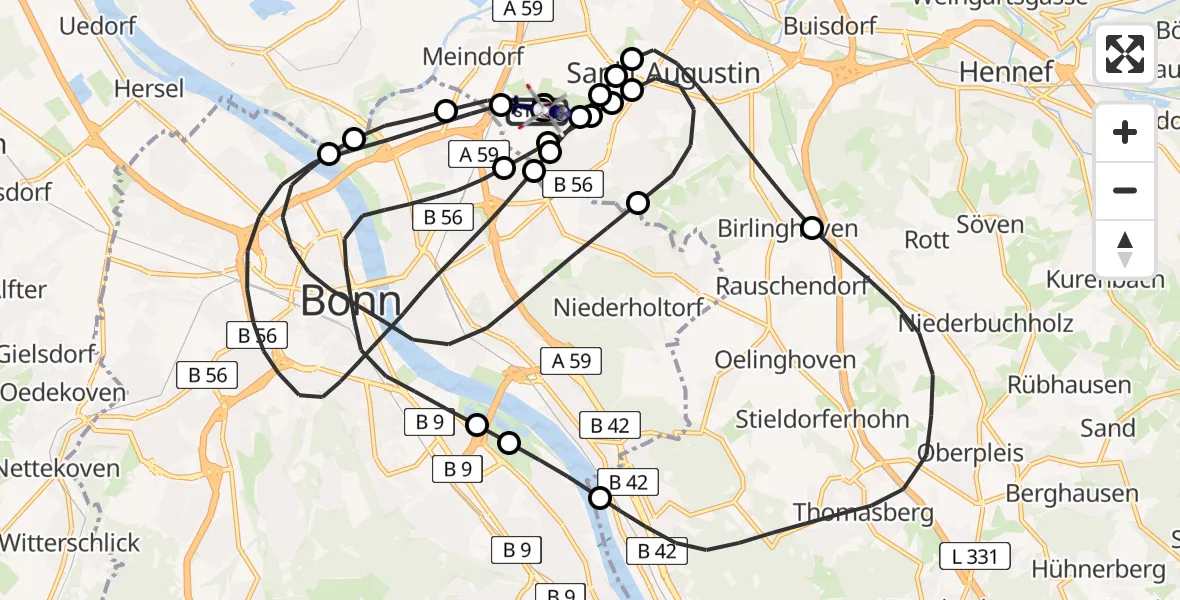 Flugroute Polizeihubschrauber Sankt Augustin - Sankt Augustin, 20 August 2026, 11:04