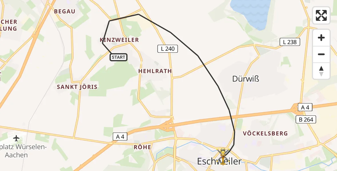 Flugroute Rettungshubschrauber Eschweiler - Eschweiler, 20 August 2026, 11:26