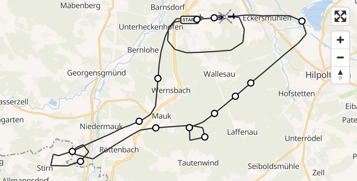 Flugroute Polizeihubschrauber Roth - Roth, 20 August 2026, 11:31