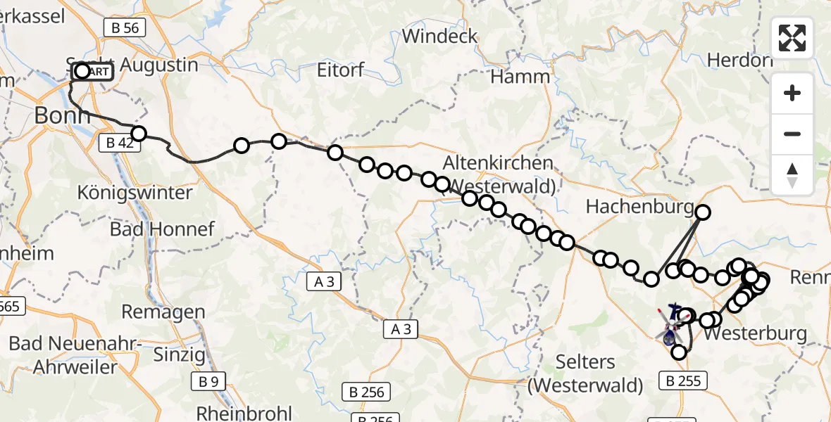 Flugroute Polizeihubschrauber Sankt Augustin - Wölferlingen, 20 August 2026, 11:32