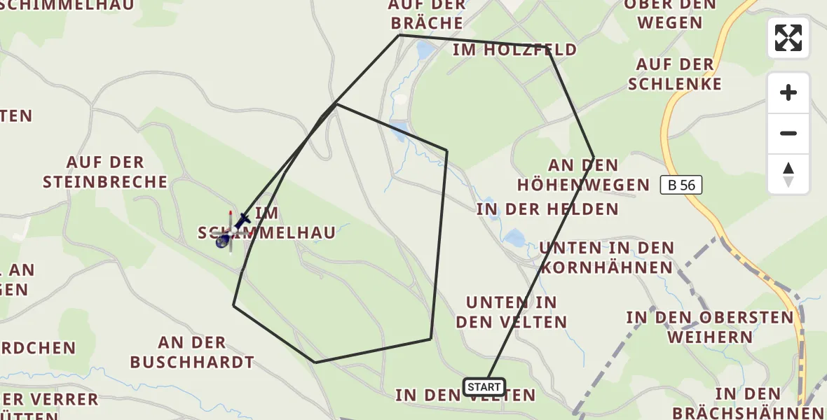 Flugroute Polizeihubschrauber Engelskirchen - Engelskirchen, 20 August 2026, 11:54