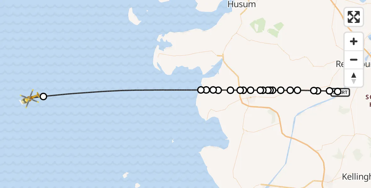 Flugroute Ambulanzhubschrauber Hörsten - North Sea, 20 August 2026, 11:54