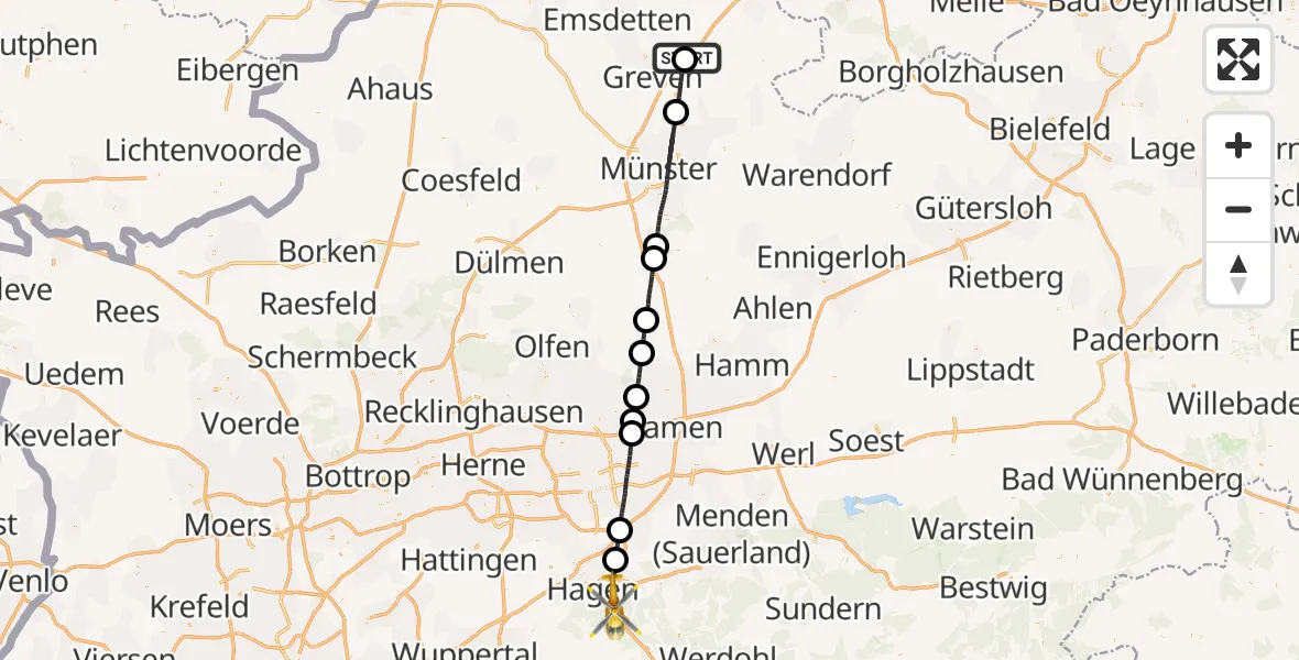 Flugroute Ambulanzhubschrauber Christoph  Westfalen-ADAC - Hagen, 20 August 2026, 12:17