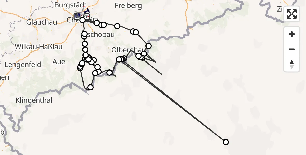 Flugroute Polizeihubschrauber Chemnitz - Chemnitz, 20 August 2026, 12:39