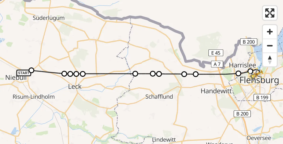 Flugroute Ambulanzhubschrauber Niebüll - Flensburg, 20 August 2026, 12:41