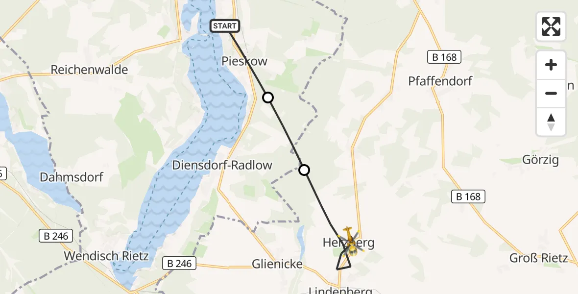 Flugroute Rettungshubschrauber Bad Saarow - Rietz-Neuendorf, 20 August 2026, 12:53