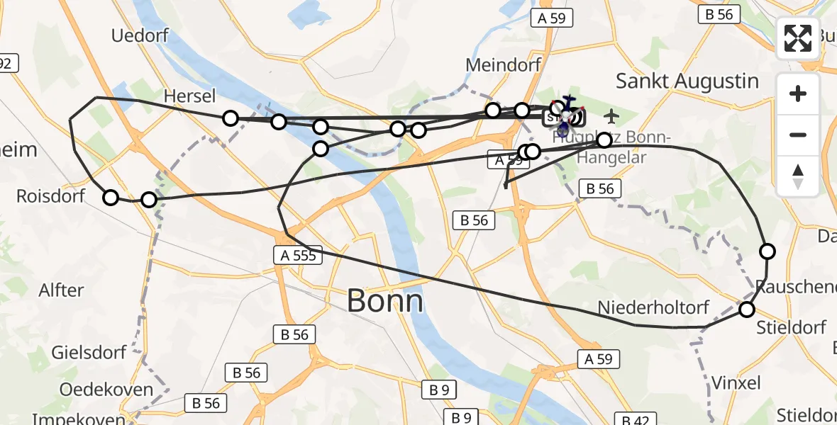 Flugroute Polizeihubschrauber Sankt Augustin - Sankt Augustin, 20 August 2026, 12:57