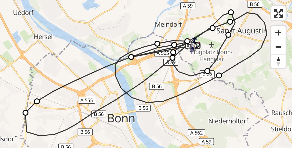 Flugroute Polizeihubschrauber Sankt Augustin - Sankt Augustin, 20 August 2026, 13:27