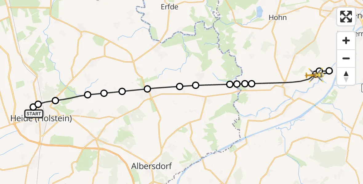 Flugroute Ambulanzhubschrauber Heide - Elsdorf-Westermühlen, 20 August 2026, 13:38
