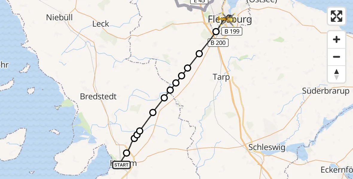 Flugroute Rettungshubschrauber Husum - Flensburg, 20 August 2026, 14:16