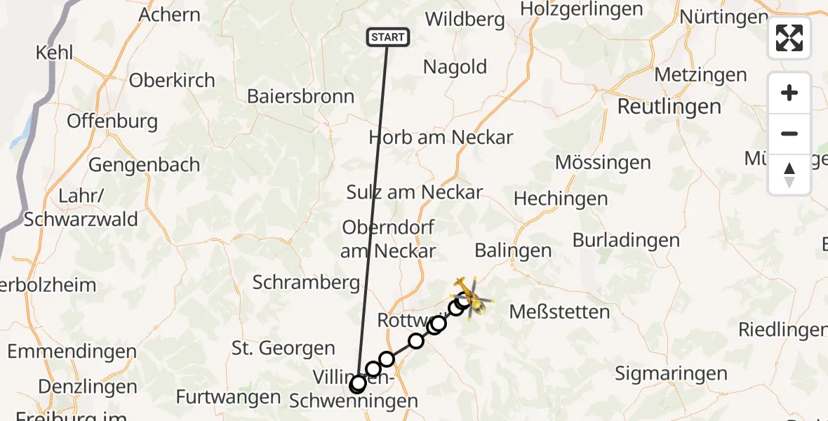 Flugroute Ambulanzhubschrauber Altensteig - Schömberg, 20 August 2026, 14:25