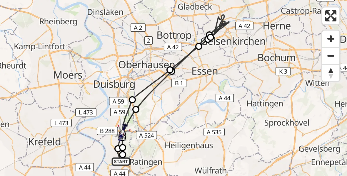 Flugroute Polizeihubschrauber Düsseldorf Flughafen - Duisburg, 20 August 2026, 14:41
