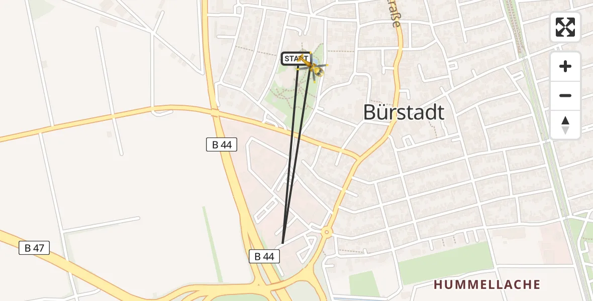 Flugroute Rettungshubschrauber Bürstadt - Bürstadt, 20 August 2026, 15:03