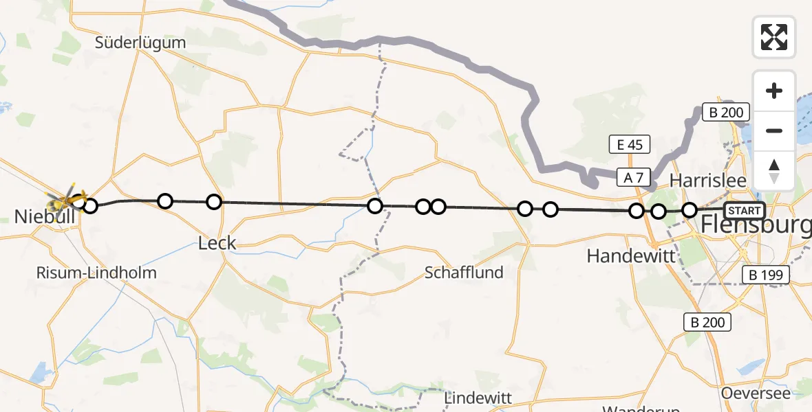 Flugroute Rettungshubschrauber Flensburg - Niebüll, 20 August 2026, 15:11