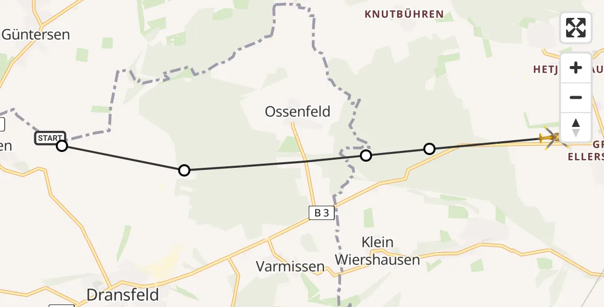 Flugroute Rettungshubschrauber Adelebsen - Göttingen, 20 August 2026, 15:25