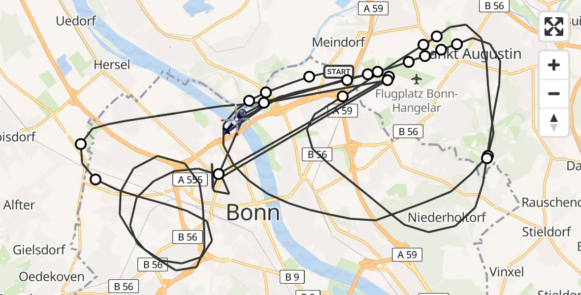 Flugroute Polizeihubschrauber Sankt Augustin - Bonn, 20 August 2026, 16:08