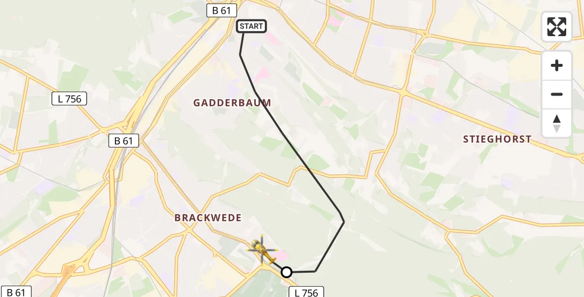 Flugroute Rettungshubschrauber Bielefeld - Luftrettungszentrum Bielefeld, 20 August 2026, 16:44