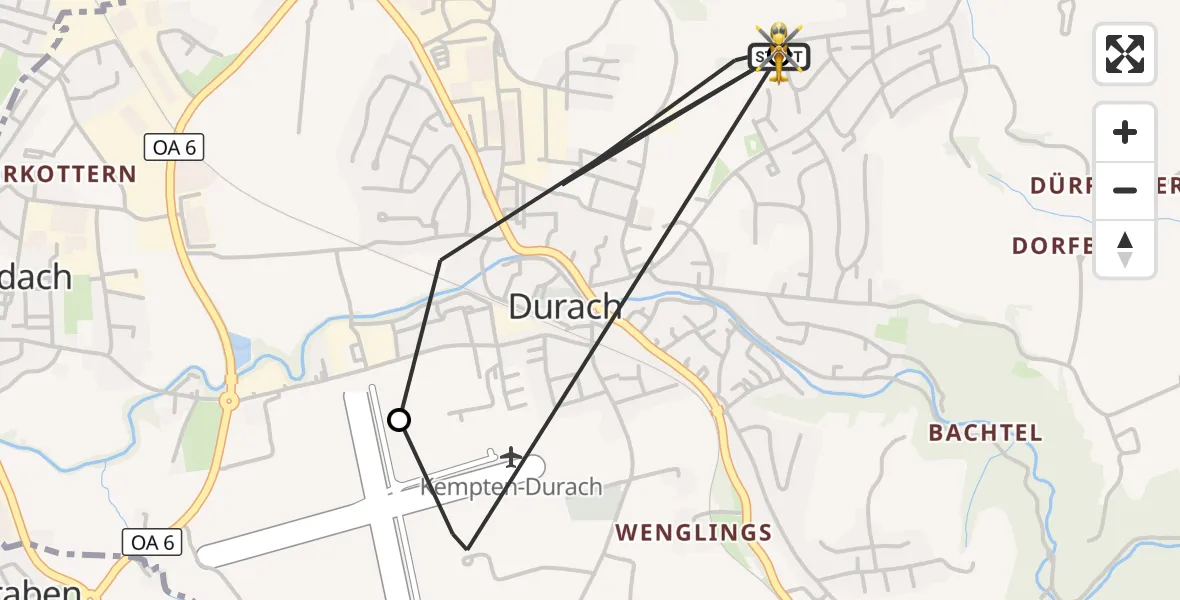 Flugroute Rettungshubschrauber Durach - Durach, 20 August 2026, 17:34