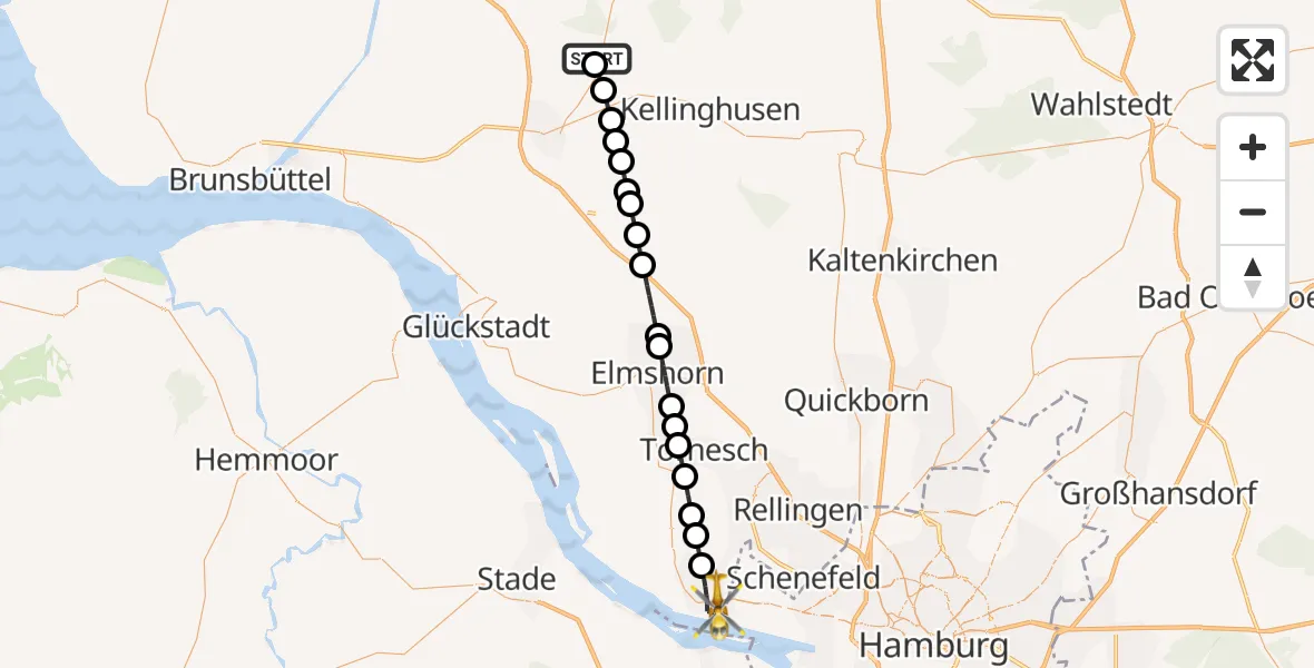 Flugroute Rettungshubschrauber Itzehoe Hungriger Wolf Flugplatz - Wedel, 20 August 2026, 18:31